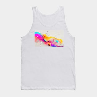 Modern Contemporary Abstract Watercolor Colorful Multicolored Cosmic Splash Galaxy Tank Top